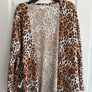 LuLaRoe Animal Print Cardigan in Brown and Gray